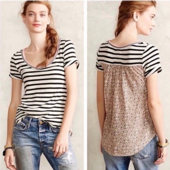 Anthropologie Tops - {Akemi+Kin} Floral Striped Top by Anthropologie